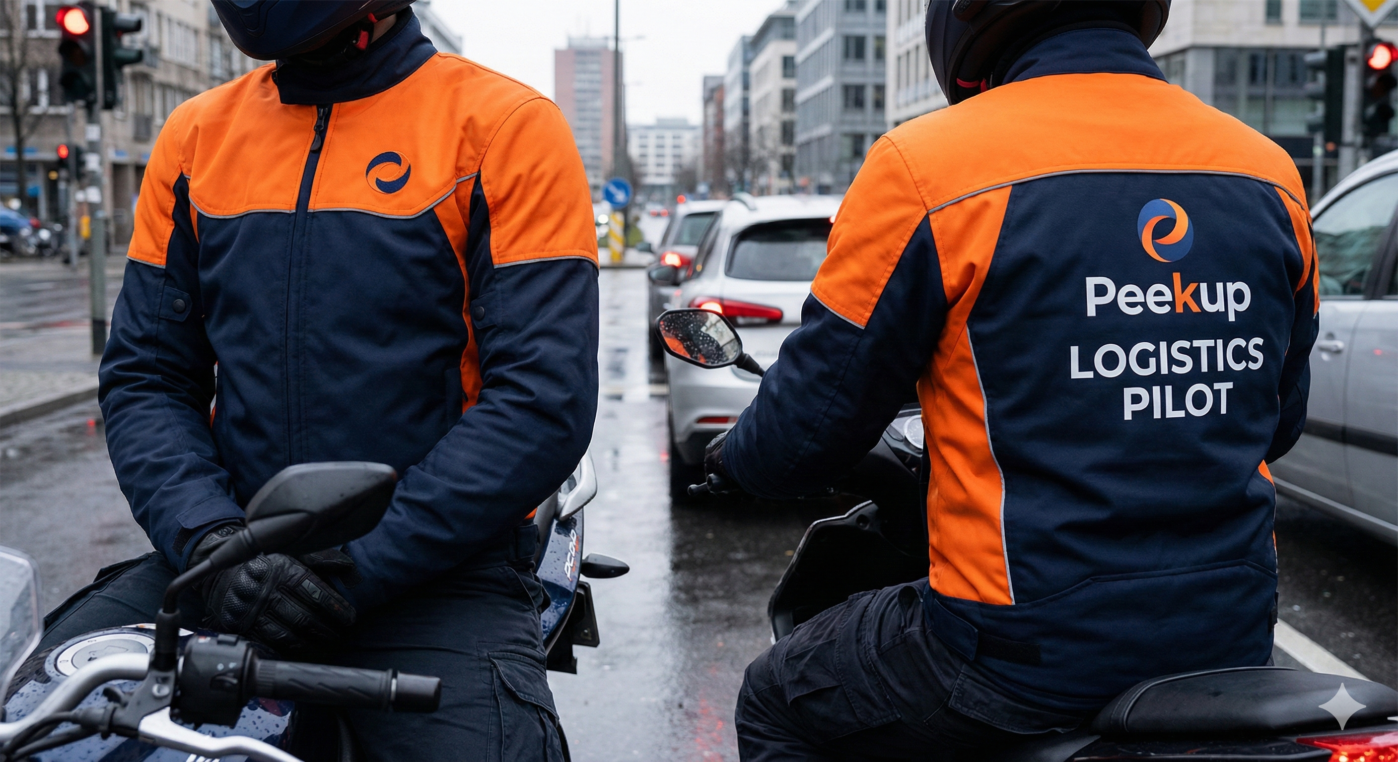 Peekup rider jacket with Logistics Pilot branding